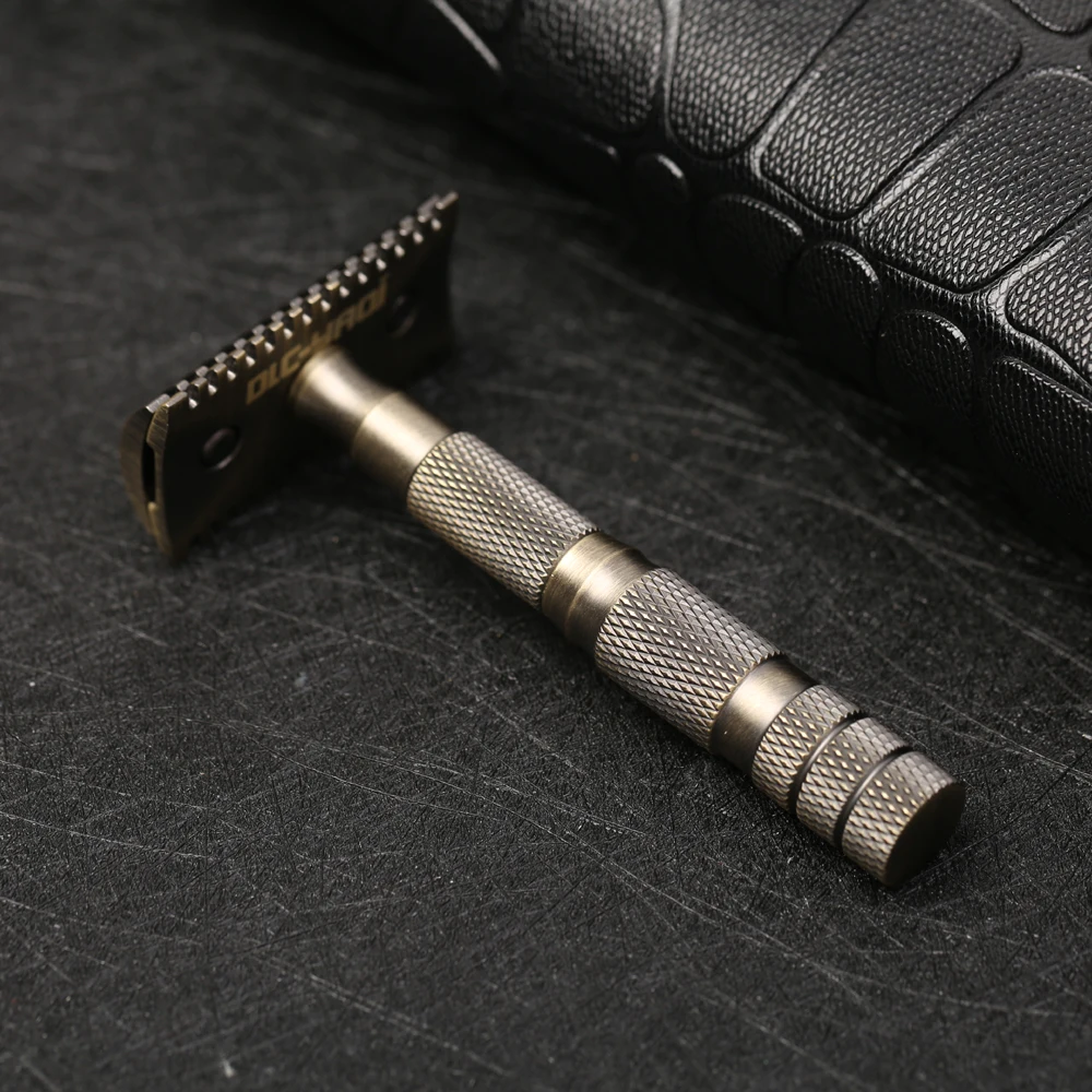 Maquinilla de afeitar de viaje Yaqi con estuche de cuero para hombre