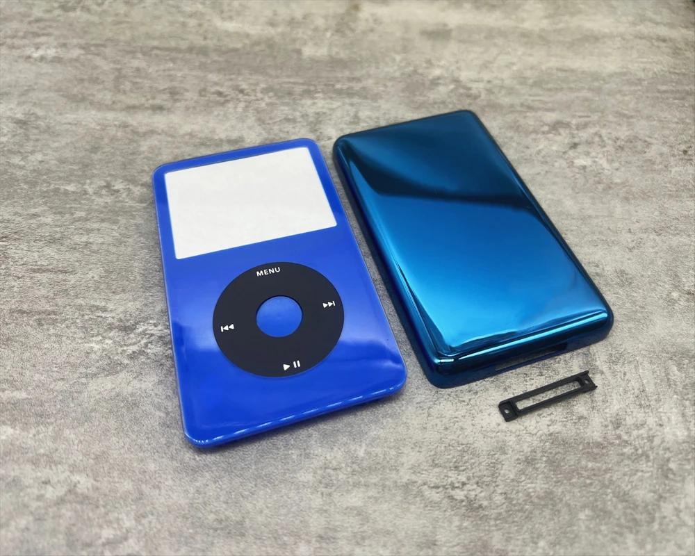 Carcasa de placa frontal azul para iPod, carcasa trasera, rueda de clic negra, botón CENTRAL azul para video de 5. ª generación, 30gb, 60gb, 80gb