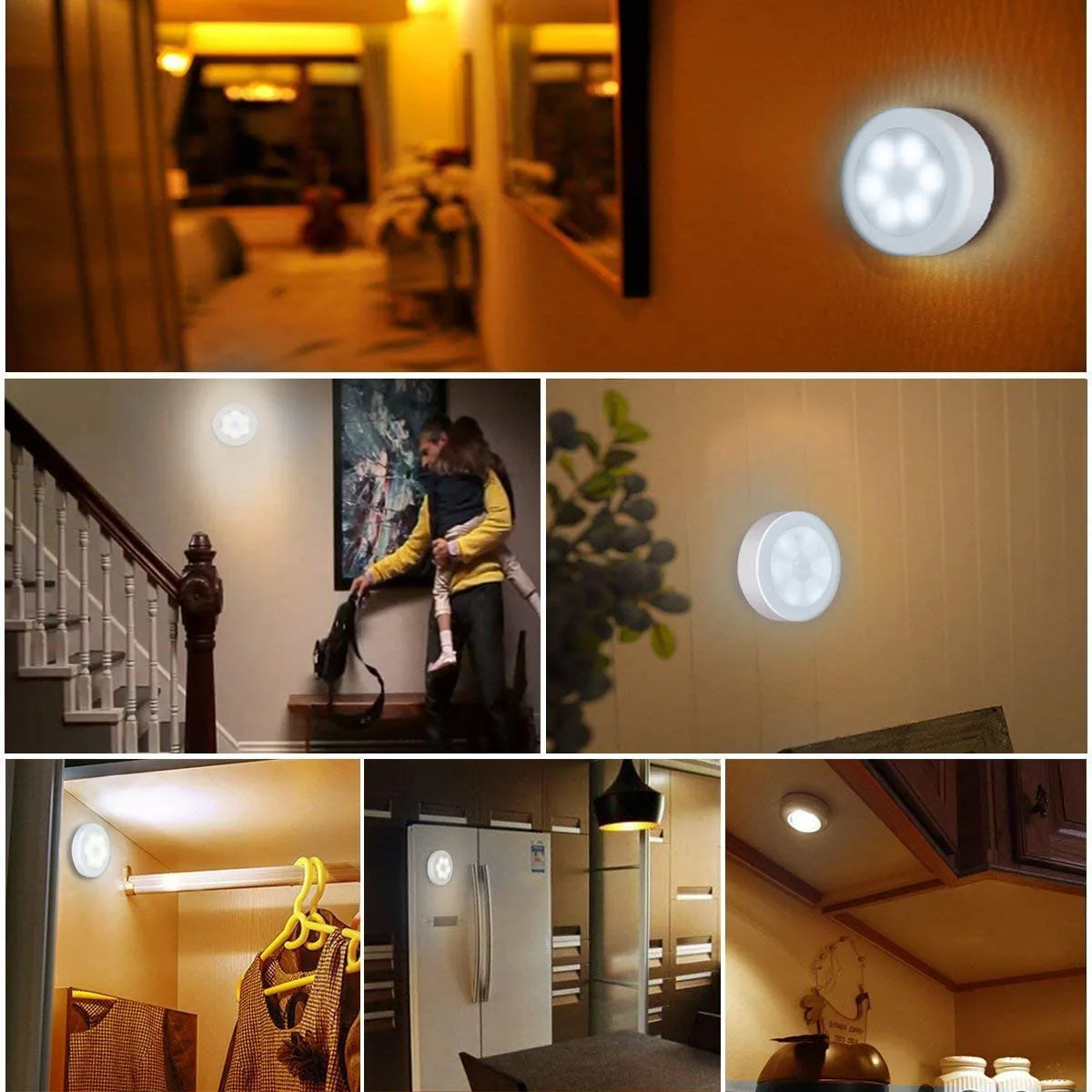 Emir-Luz LED nocturna con Sensor de movimiento, luces de pared mejoradas con batería para escaleras, pasillo, dormitorio y cocina