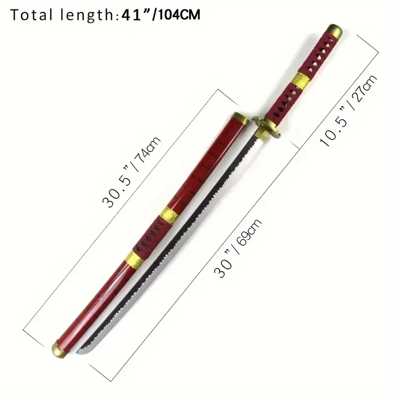 Espada Roronoa Zoro Katana, hoja Ninja de madera, lejía, tamaño Real, Anime japonés, espada samurái Katana, accesorio de Cosplay, decoración del hogar