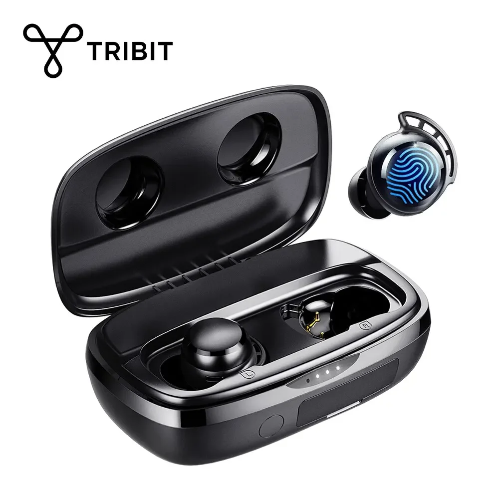 Auriculares Bluetooth Tribit FlyBuds 3 TWS, Auriculares Inalámbricos Impermeables IPX8 con Control Táctil, Micrófono Incorporado, 110 Horas de Reproducción