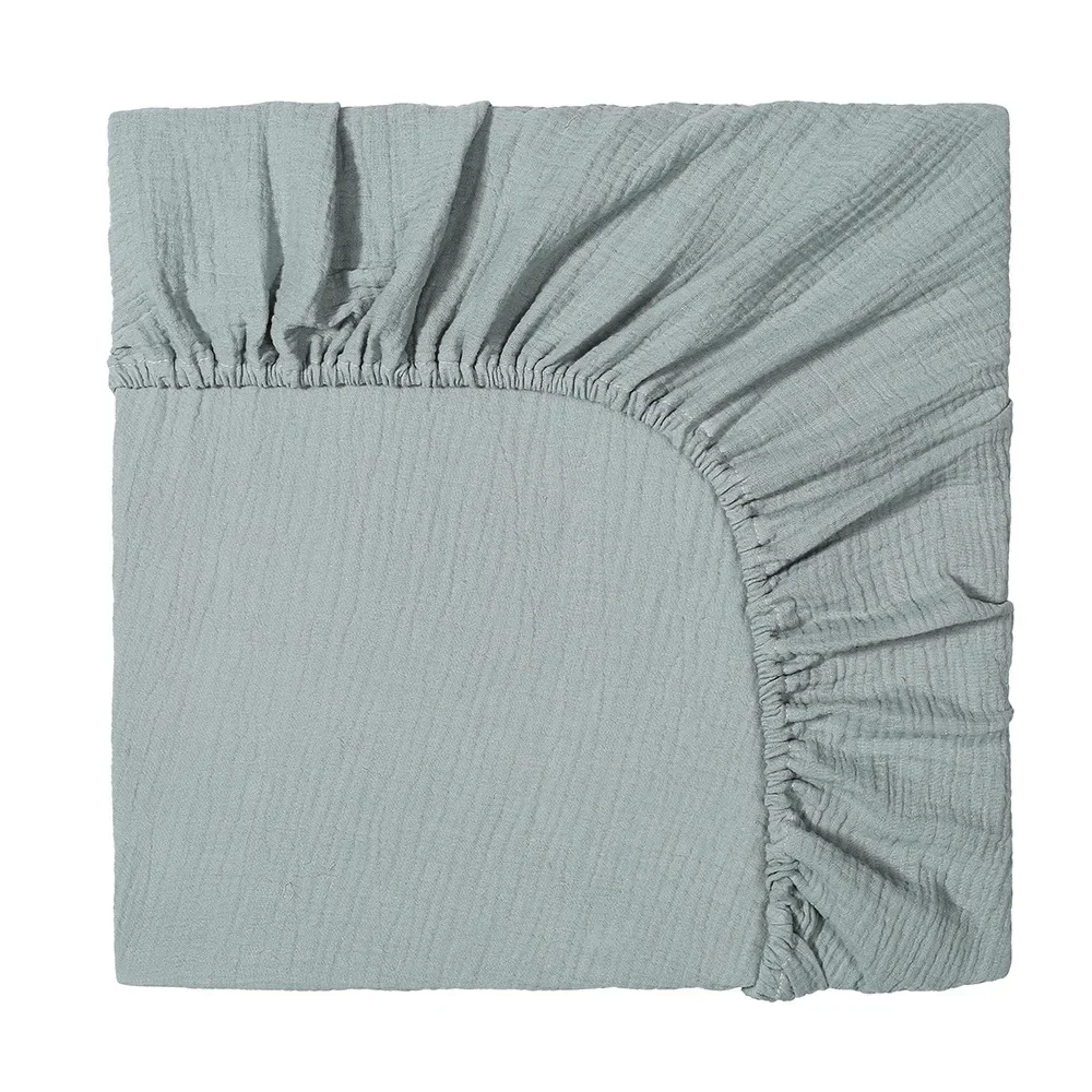 Sábanas de cuna de muselina bordadas con nombre personalizado para niñas y niños, sábana de algodón ajustada para cuna de bebé, juego de cama de colchón