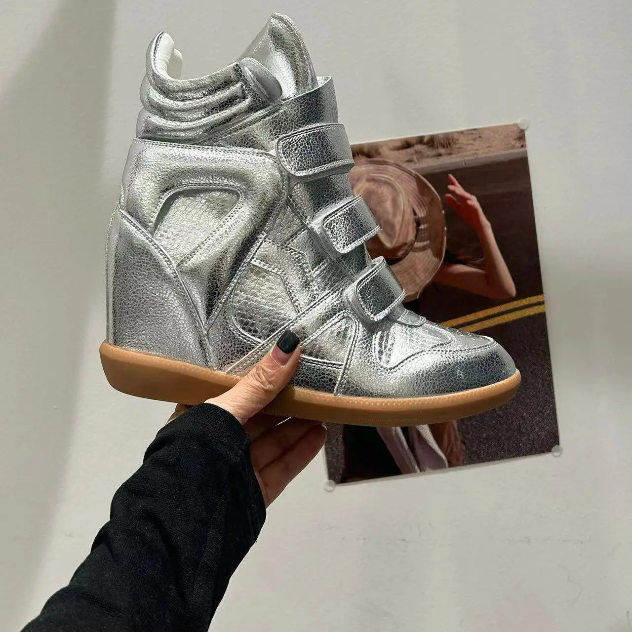 Botines de Mujer, Nuevos 2026, de Cuero Genuino, Plataforma Alta, Estilo Deportivo, Tacones de Cuña de 8CM, Diseño de Botas de Nieve