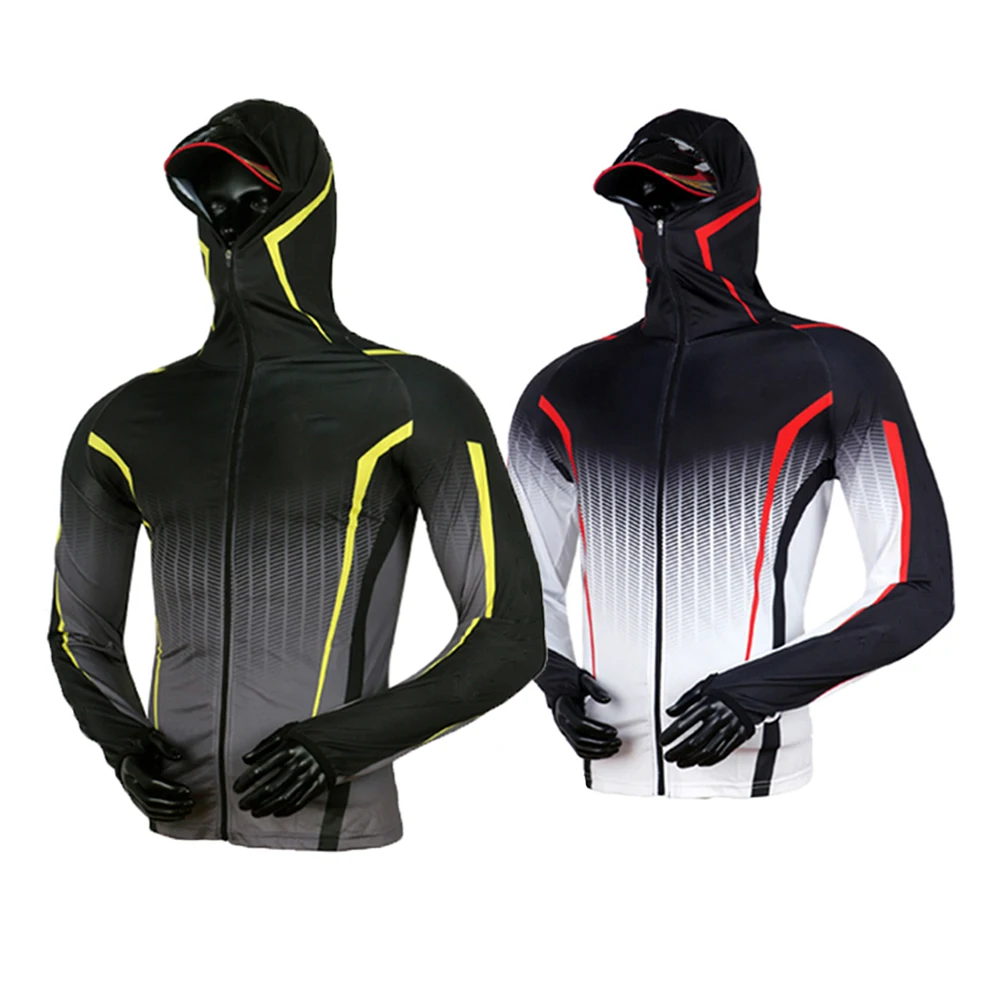 Ropa de pesca de verano para exteriores, camisa de pesca con capucha de secado rápido transpirable de manga larga, ropa de senderismo con protección solar