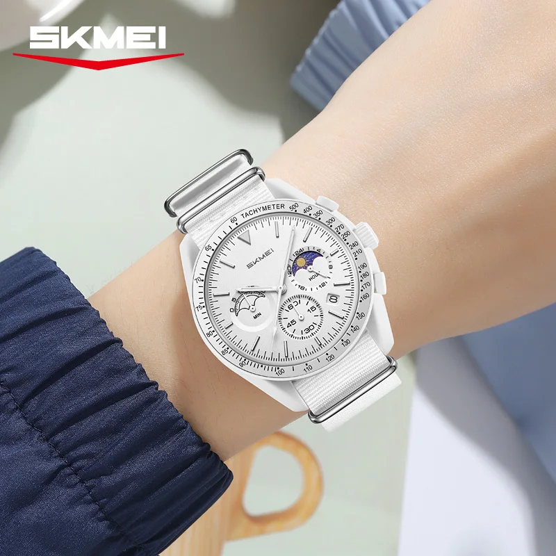 Relojes de Cuarzo SKMEI 9392 con Cronógrafo para Hombre y Mujer, Reloj Deportivo Resistente al Agua 30M con Correa de Nailon, Regalos, Reloj Mujer
