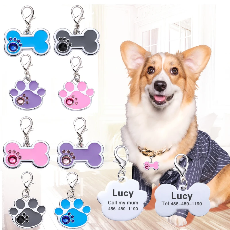 Tarjeta de Identificación de aleación antipérdida para mascotas, colgante de joyería para cachorros y gatitos, grabado láser, llavero de tarjeta de identidad, suministros para mascotas