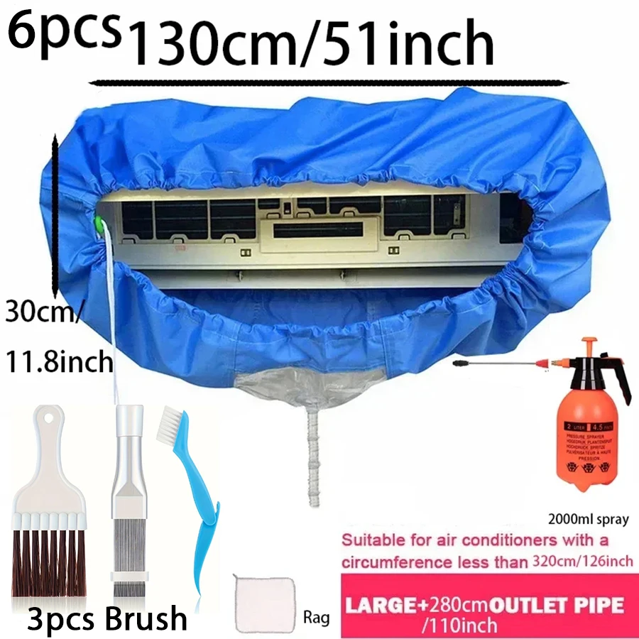 Juego de cubierta de agua de aire acondicionado grande, limpiador con acondicionador de tubería de agua, Kit de limpieza impermeable, adecuado para 24000-36000 Btu