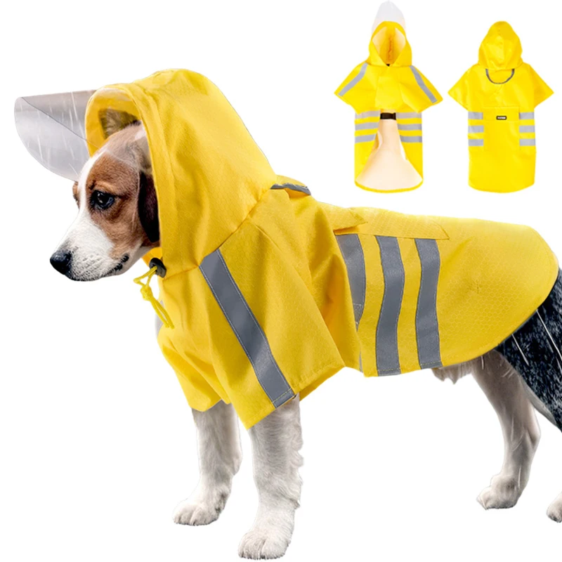 Impermeable Reflectante para Perros 2026, Chubasquero Ligero con Capucha para Verano, Poncho para Cachorros, Chaqueta Impermeable para Mascotas Pequeñas