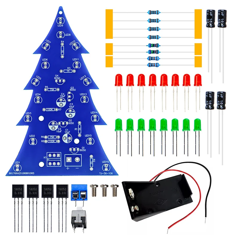 Kit de Soldadura para Prácticas con Placa de Circuito LED de Flujo de Color para Árbol de Navidad, Placa de Prácticas de Soldadura DIY para Enseñanza