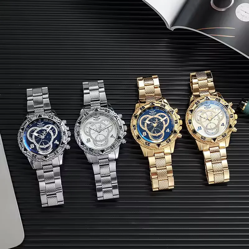 Relojes de negocios para hombre, reloj de cuarzo con esfera árabe y correa de acero para hombre (sin caja)