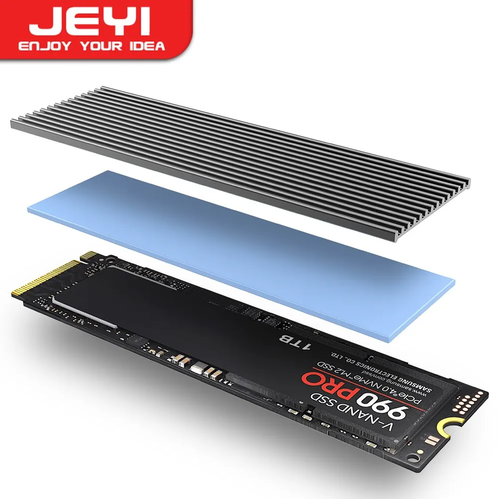 Disipador de calor JEYI M.2 SSD, radiador NVMe de aluminio 2280, enfriador de unidades de estado sólido con almohadilla térmica de silicona para PS5, portátil y de escritorio