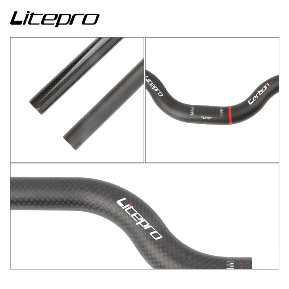 Manillar Litepro M para bicicleta plegable, fibra de carbono, para Brompton, 25,4 x 580 mm, manillar tipo Swallow