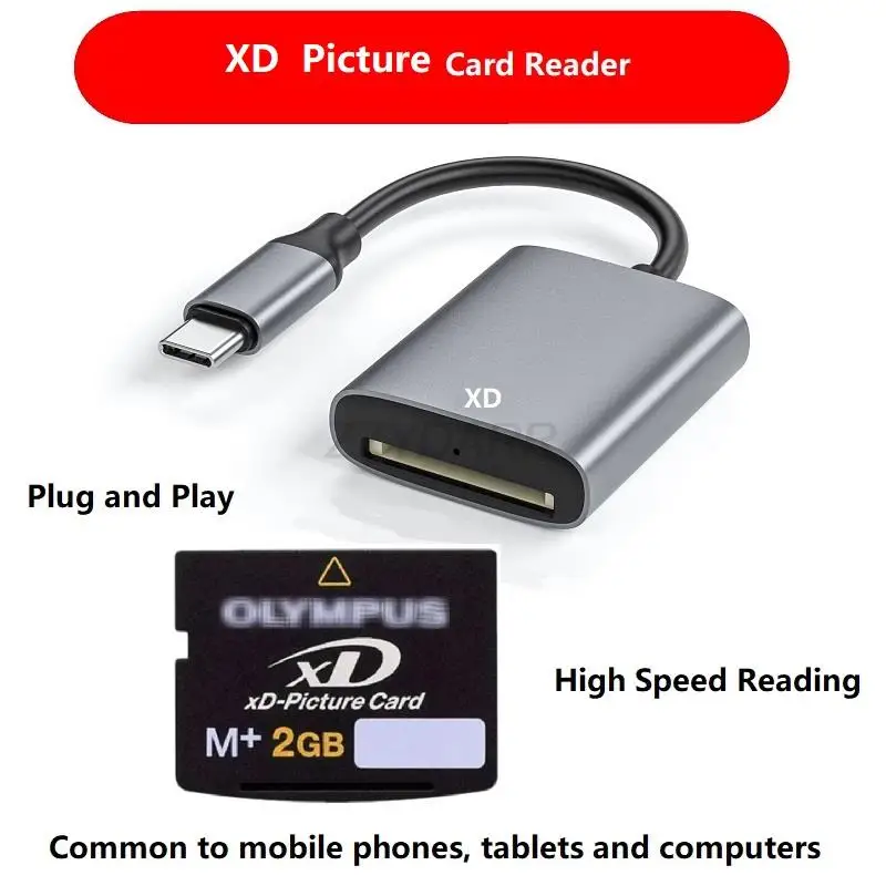 Lector de tarjetas con imágenes XD Lector de tarjetas USB C a XD para iPhone Adaptador de tarjetas XD Compatible con iPhone 15/MacBook Pro/Air 2023