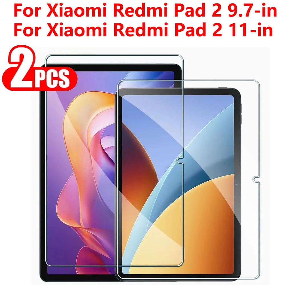 Protector de pantalla de vidrio templado de 2 piezas para Xiaomi Redmi Pad 2 9,7 11 2026 2025 9H, película protectora a prueba de arañazos