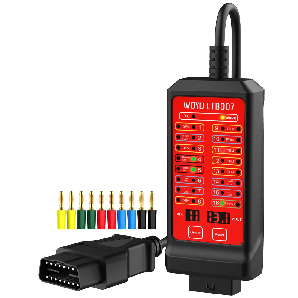 WOYO-probador de diagnóstico de vehículos a bordo, dispositivo de diagnóstico OBD de 16 Pines, detección de caja de ruptura, probador de circuito CAN Bus, 12V, 24V