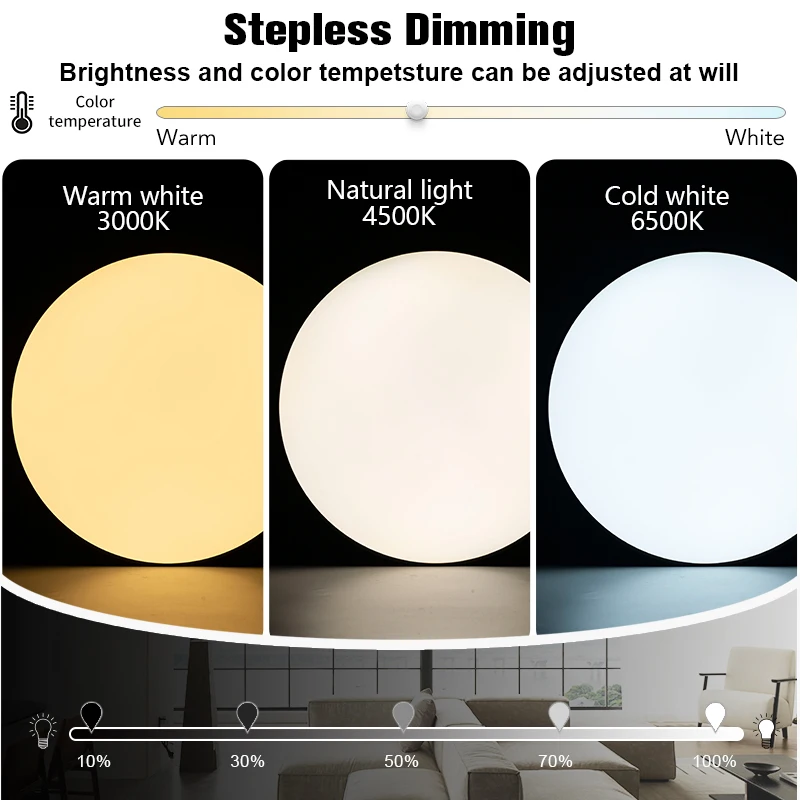 MARPOU Lámpara de techo inteligente, lámpara LED para dormitorio, lámparas de techo grandes, luces LED con control remoto, luces LED regulables para habitación