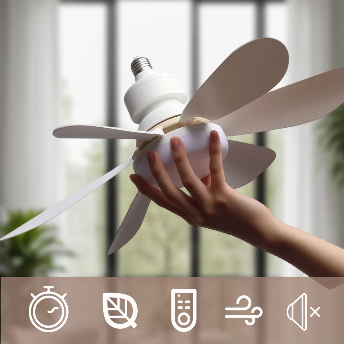 Ventilador de techo LED de 40W con luz E27 y control remoto para atenuación, adecuado para sala de estar, estudio, uso doméstico, 85-265V