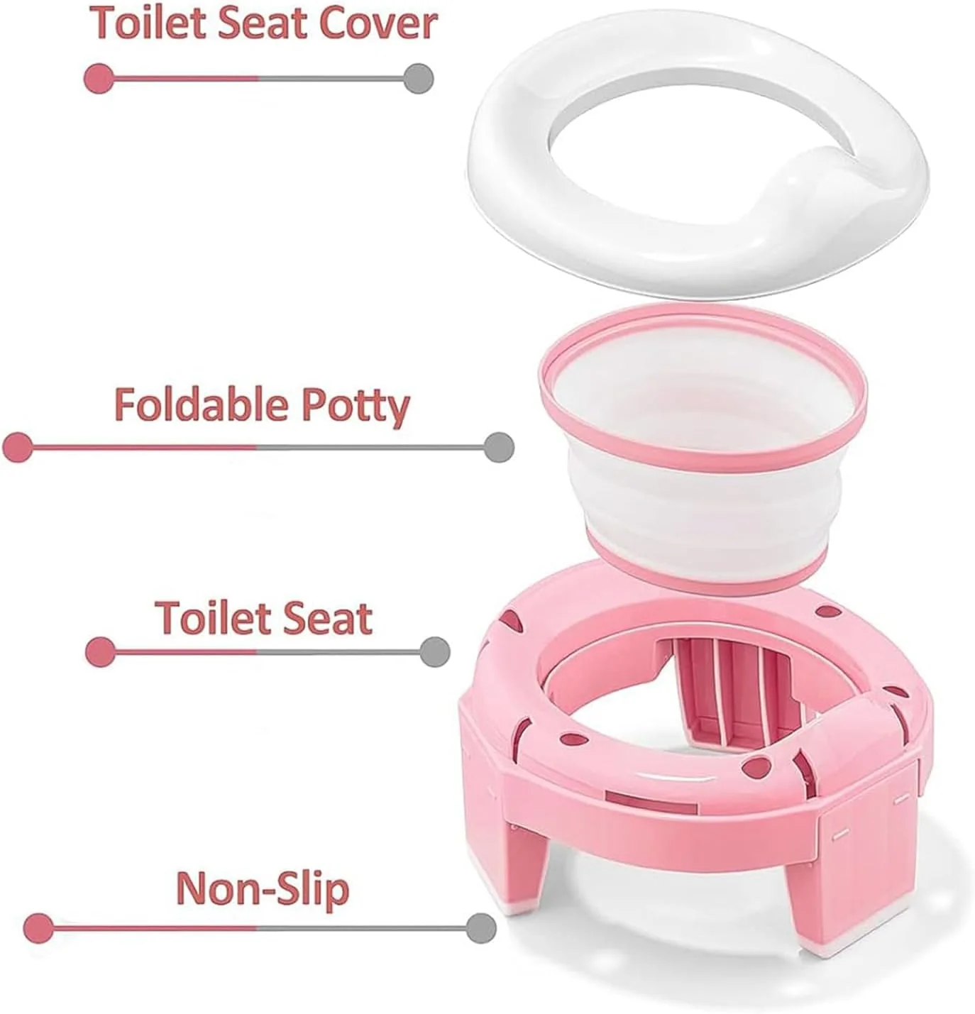 Asiento de Inodoro para Bebés 3 en 1, Plegable, Portátil, con Bolsas, Asiento de Entrenamiento para Ir al Baño, Apto para Niños y Niñas