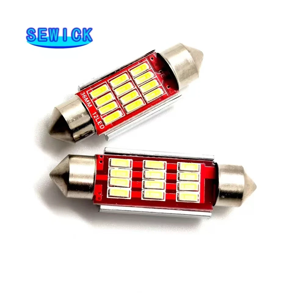 100 Uds adorno C5W CANBUS sin Error Auto luz 12 SMD 4014 LED 31mm 36mm 39mm 41mm Interior del coche lámpara de techo bombilla de lectura blanco 12V