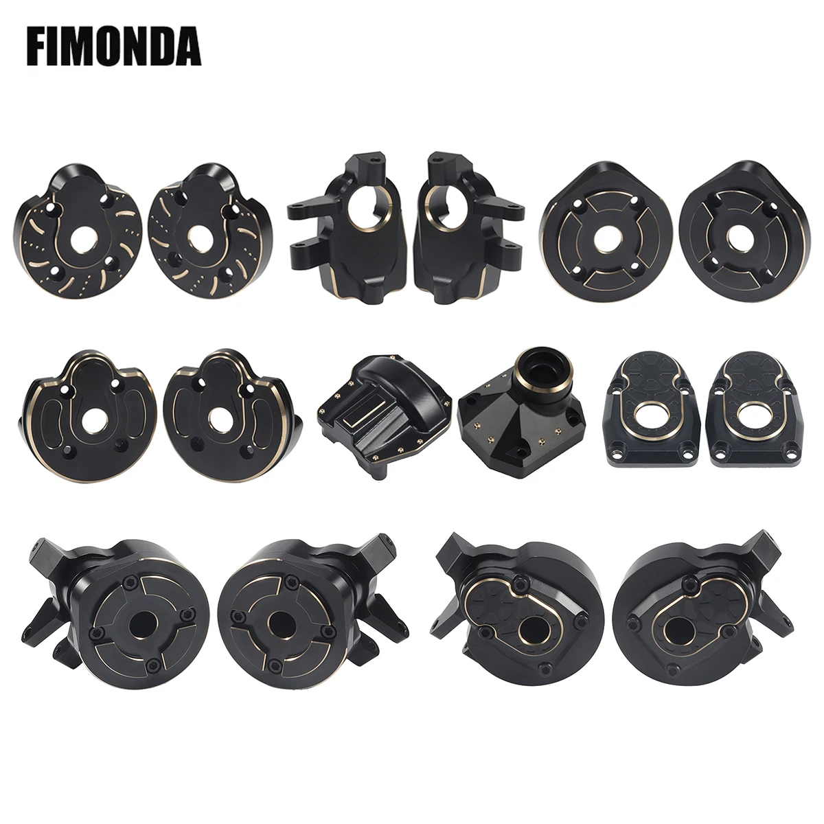 Juego de cubierta de Portal de nudillos de dirección de pesas de latón negro para Axial Capra SCX10 III AR45P SuperShafty CP44 Vanquish F9 carcasa de eje