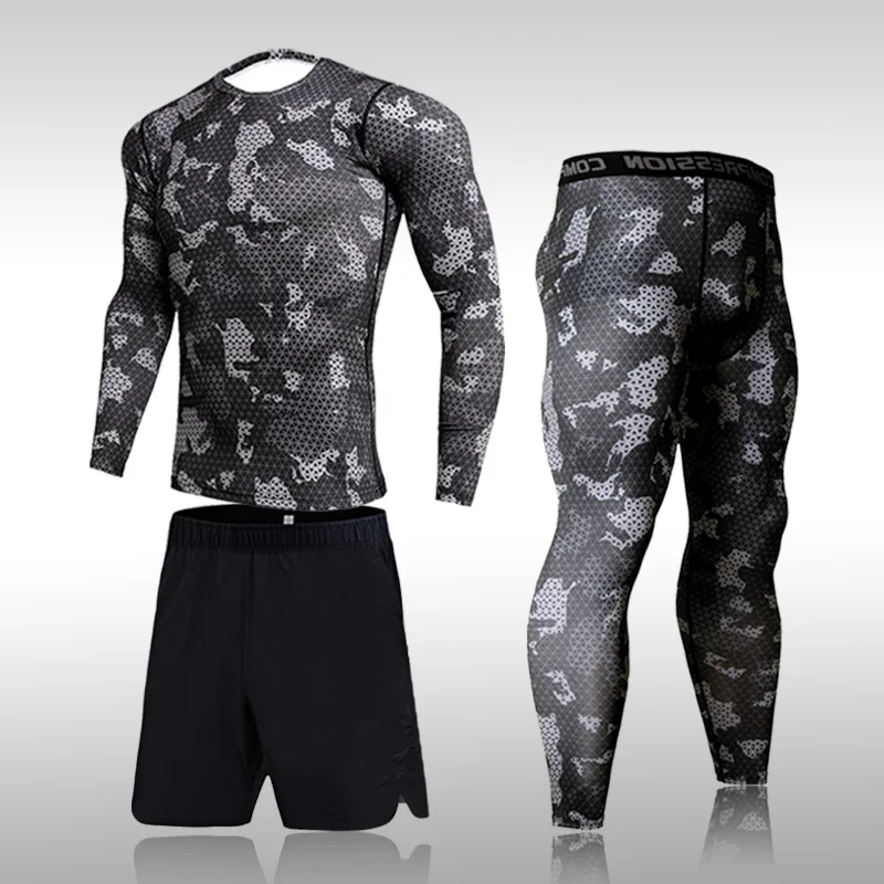 Trajes deportivos de compresión para hombre, mallas de gimnasio, ropa de entrenamiento, conjunto para correr, chándal Rashguard, ropa deportiva para hombre