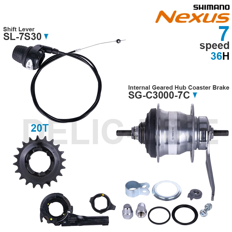 SHIMANO-SG-C3000-7C de cubo de engranaje interno NEXUS, SG-C3001-7C y palanca de cambio, SL-7S30, piezas originales de 7 velocidades