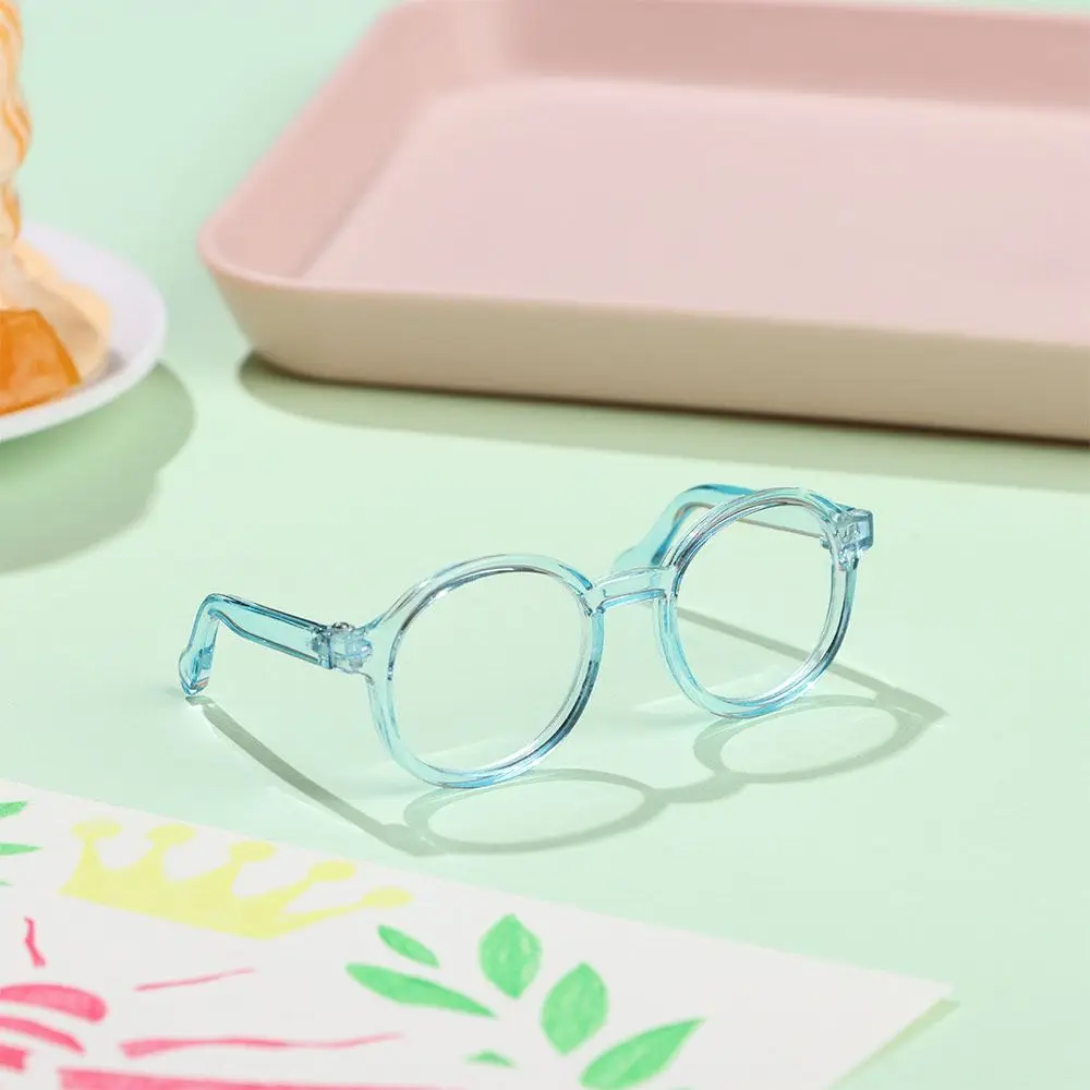 Gafas en miniatura con montura redonda de 9cm, lentes transparentes, estilo de gafas de Color caramelo para accesorios de muñeca Blythe, gafas de muñeco de peluche