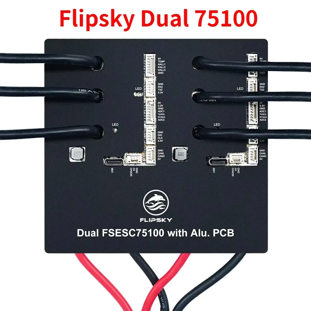BoMsFlipsky Dual 75100 con PCB de aluminio basado en VESC para controlador de velocidad de patineta eléctrica/scooter/bicicleta eléctrica