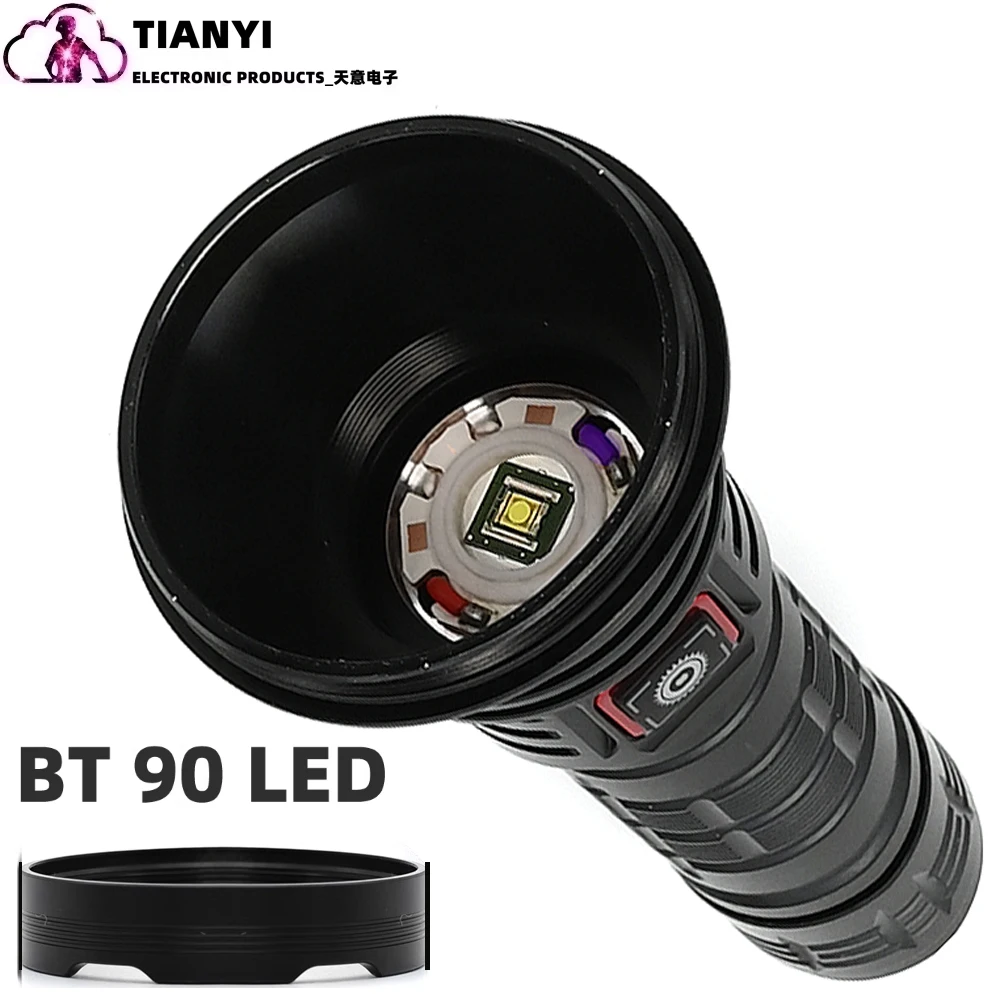 Linterna de Alta Potencia Multifuncional para Exteriores con Cargador de Batería, Batería de Litio 26650, Iluminación Impermeable, Luces Nocturnas