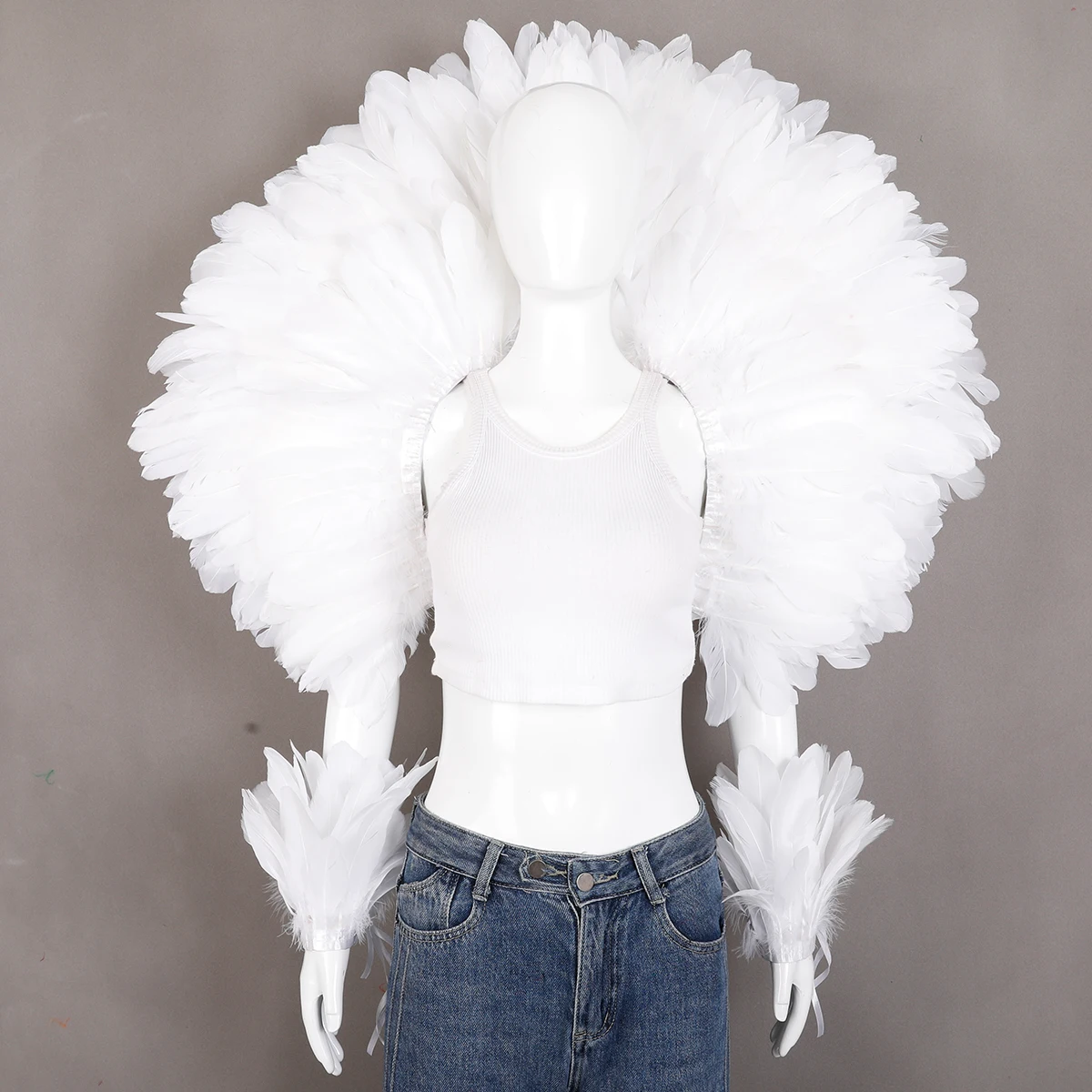 Punk Halloween bola enmascarada pluma Punk carnaval fiesta conjunto nueva fiesta carnaval elegante mujer chal 2 piezas conjunto Cosplay pluma