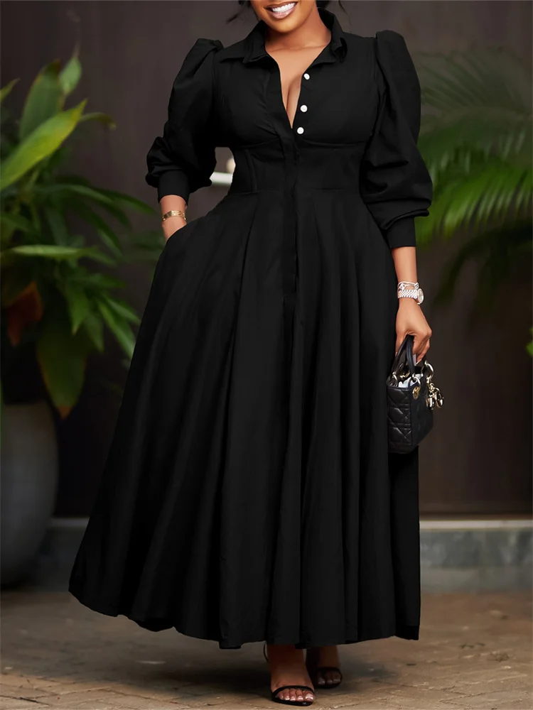 Vestido Wmstar para mujer, vestidos informales de manga larga con botones, ropa de calle a la moda, columpio grande, nueva ropa de primavera, venta al por mayor, triangulación de envíos