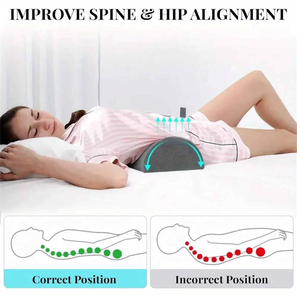 Reforzador de media luna, almohada semi-rollo para rodilla, soporte para tobillo y rodilla, elevación de espalda, alivio del cuello Lumbar, relleno de espuma viscoelástica de calidad para el dolor