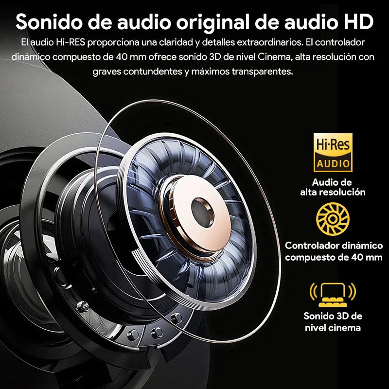 QCY H3 ANC auriculares inalámbricos Audio de alta resolución auriculares supraaurales 43dB cancelación activa híbrida de ruido Bluetooth 5,4 auriculares para juegos