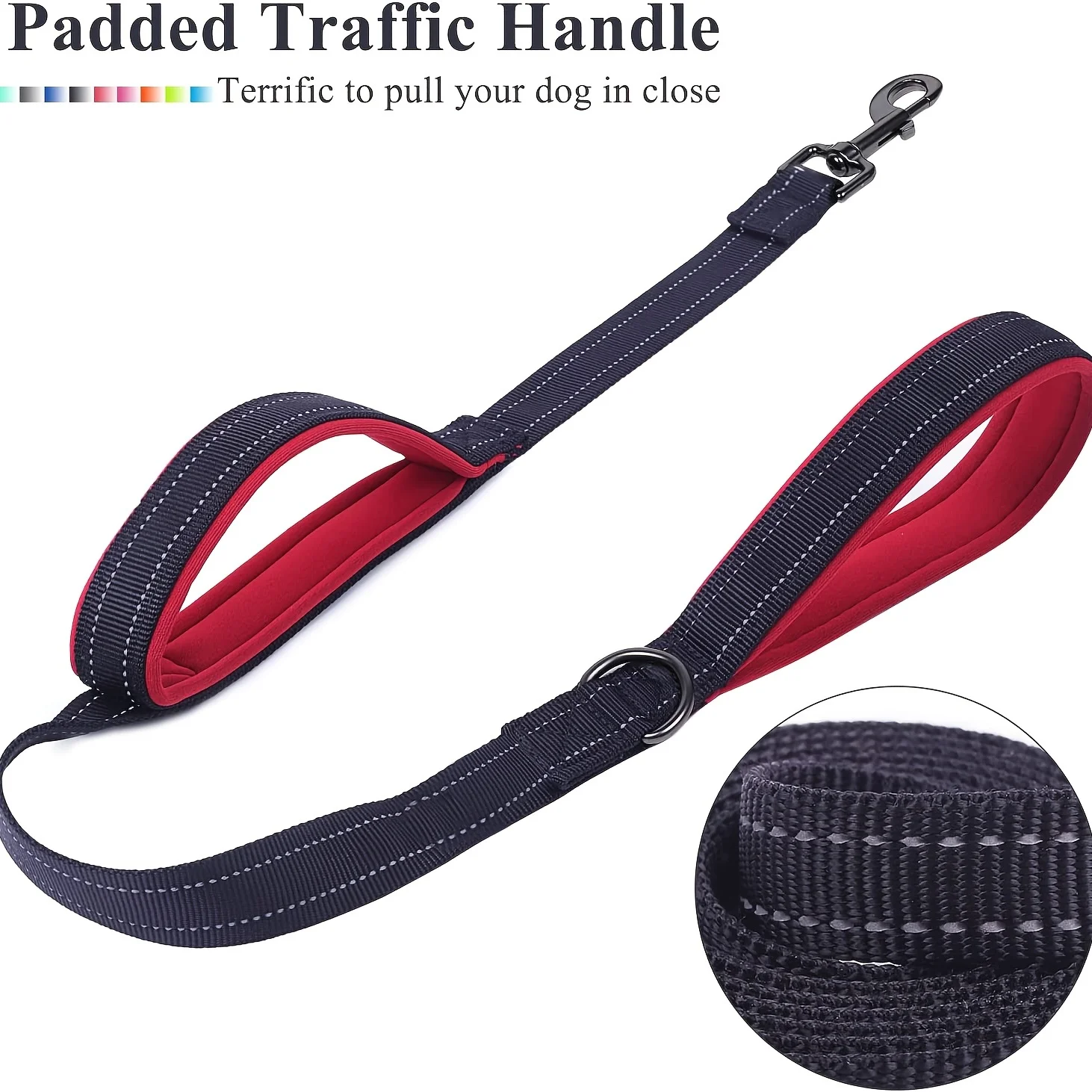 Correas para perros, cadena de entrenamiento para perros de viaje al aire libre, plomo resistente con doble mango para mayor Control, entrenamiento de seguridad, doble mango