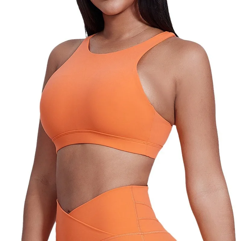 Sujetador Deportivo SHINBENE con Cuello Alto y Push-Up, con Relleno Extraíble, Ligero, Cómodo y Elástico en Cuatro Direcciones para Gimnasio, Yoga y Entrenamiento