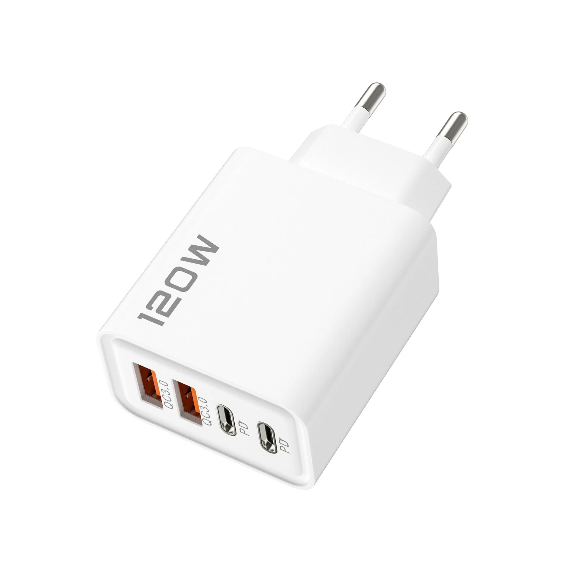 Cargador de 4 puertos y 120W con USB C PD, carga rápida 3.0, tipo C, adaptador de carga rápida para iPhone, Samsung, Xiaomi, Huawei