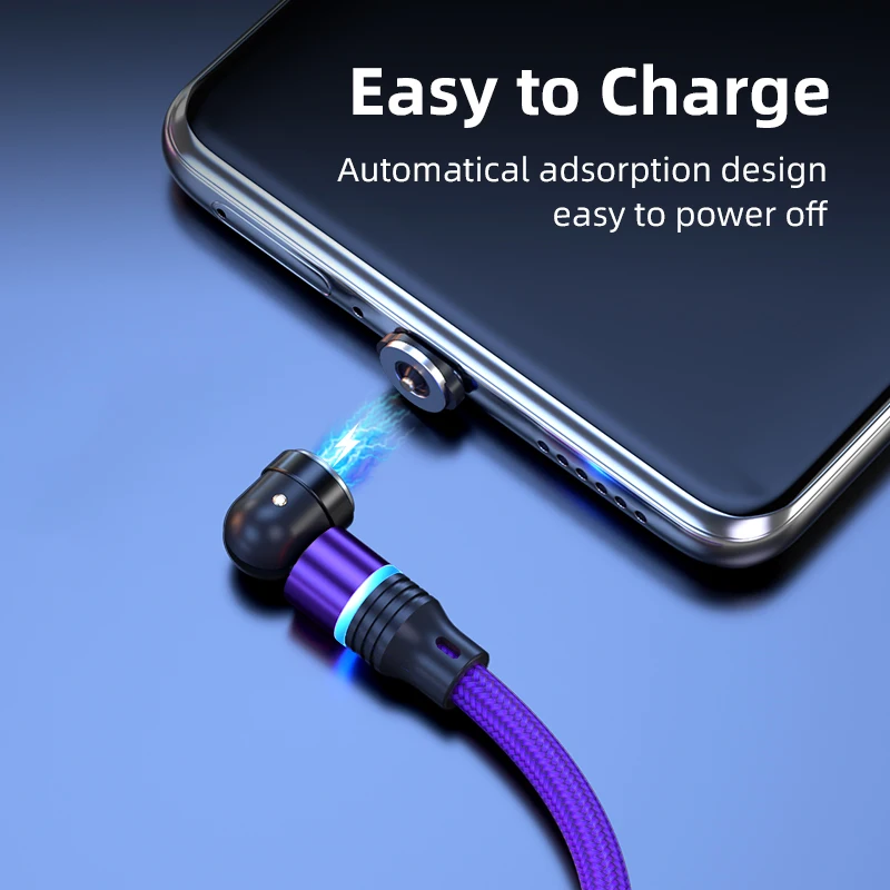 Cable USB C magnético giratorio de 540 grados, Cable tipo C de 1M, 2M, 3M para cargador magnético de teléfono móvil, Cable para Huawei Xiaomi