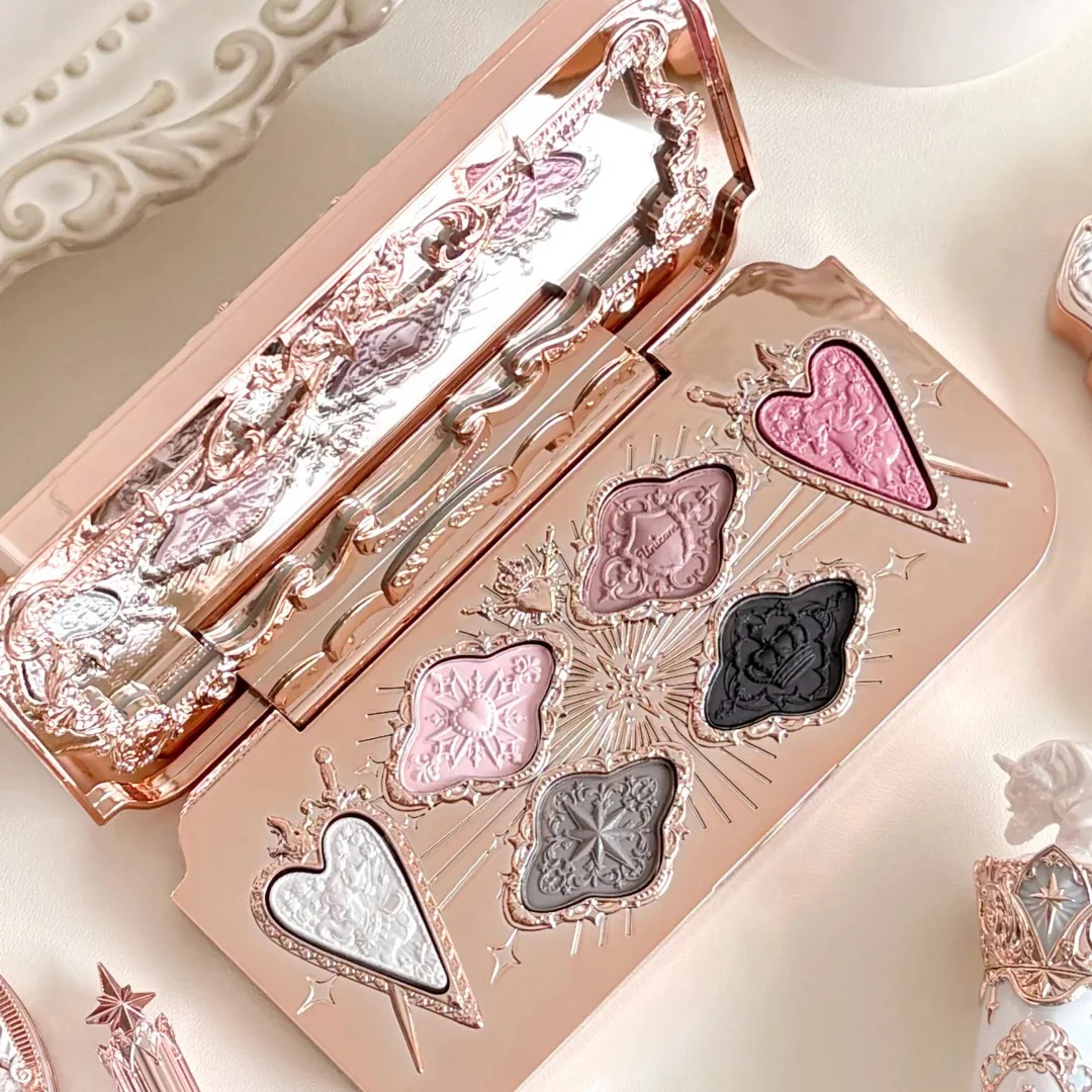 Flower Knows Knight Unicorn Paleta de Sombras de Ojos 6 Colores Acabado Satinado Mate y Brillante Alta Pigmentación Larga Duración Estilo Fairycore Maquillaje Soñado Regalo para Mujer
