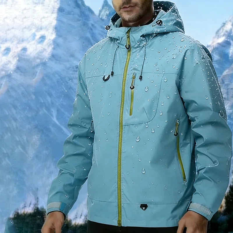 Nueva Chaqueta de Hombre para Exteriores, Impermeable, Cortavientos, Deportiva, para Escalada, Senderismo, con Múltiples Bolsillos, para Esquí, con Cremallera y Capucha