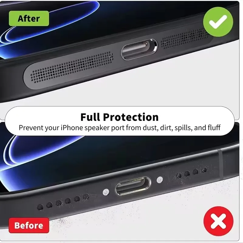 10 Piezas de Malla Metálica Antipolvo Adhesiva para iPhone 16 Pro 15 14 13 12 Series, Protector de Malla Antipolvo para el Orificio del Auricular Compatible