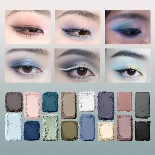 Paleta de Sombras de Ojos Cheeryep Aauthcntice Sell Qianyan de 16 Colores, Rosa, Marrón, Azul Vaquero, Multicolor, Mate, Perlado, Maquillaje de Ojos Ahumado