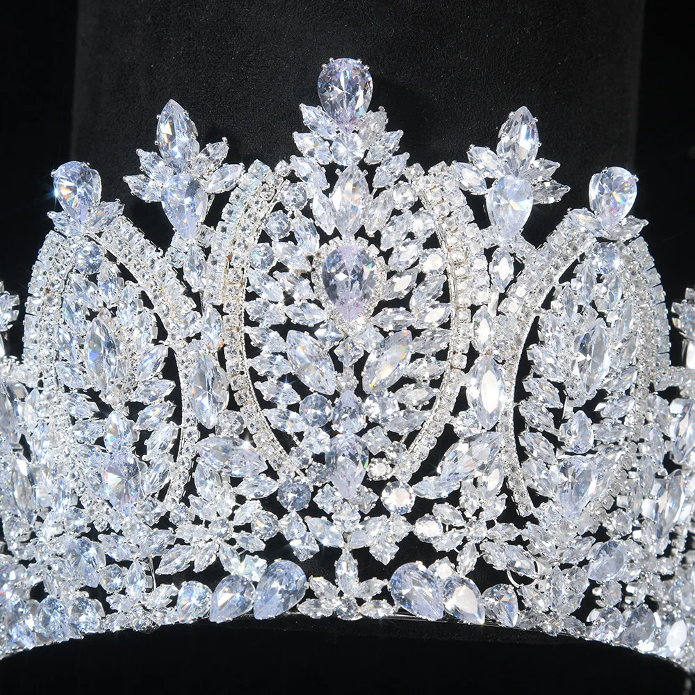 Corona de Reina Barroca para Novia, Tocado de Cristal, Coronas Grandes, Tiaras para Mujer, Joyería para el Cabello de Novia, Accesorio para Fiestas y Concursos