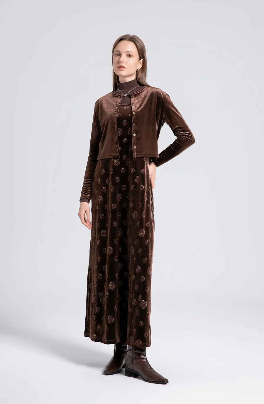 AS 2024 Otoño-Invierno ropa de mujer de terciopelo vestido de tirantes ajustables + tops básicos + cárdigan + vestido sin mangas (envío en 1 día)