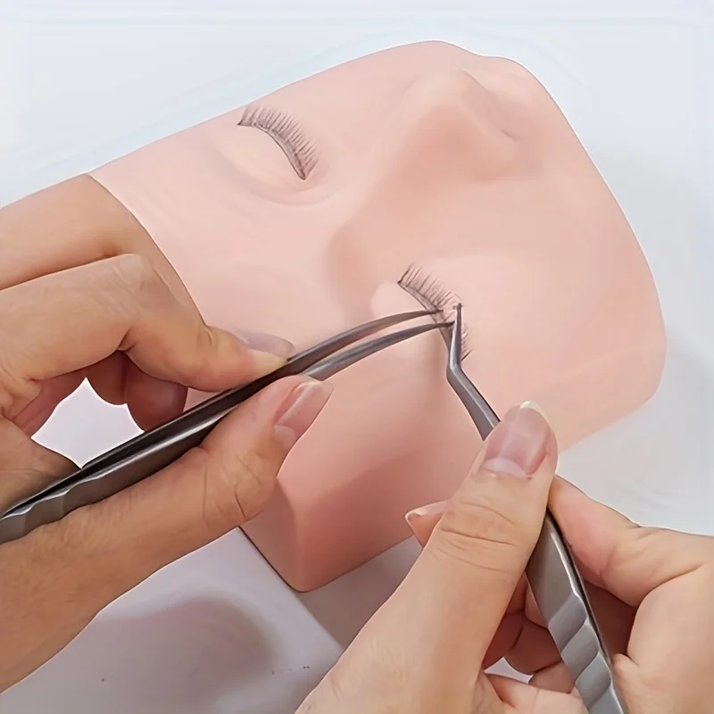 Cabeza de maniquí de pestañas, cabeza de maniquí de maquillaje, extensiones de pestañas, modelo de cara de práctica, cabeza de maniquí de pestañas de silicona elástica suave