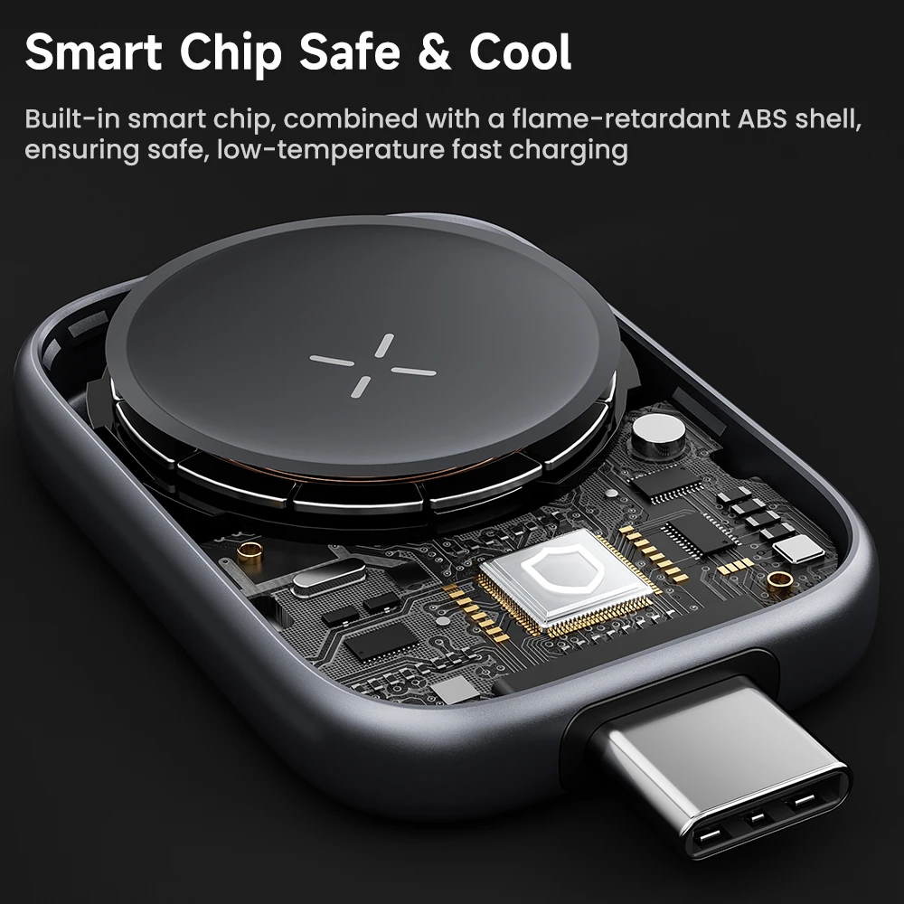 Cargador inalámbrico Toocki TW13 de 2,5 W para iWatch S1-S11 SE 2-3 Ultra 1-3, cargador inalámbrico magnético portátil tipo C para Apple Watch
