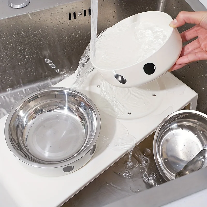 Cuencos elevados para comedero de perros, soporte elevado con cuencos dobles de acero inoxidable para alimentos y agua para perros pequeños, medianos y grandes