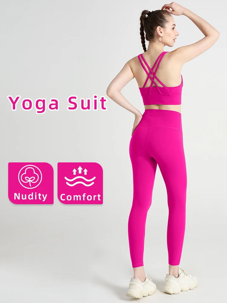 Ropa de Yoga de 2 piezas para mujer, chándal de secado rápido, traje de Fitness transpirable, ropa deportiva, Sujetador deportivo, mallas, novedad de 2024