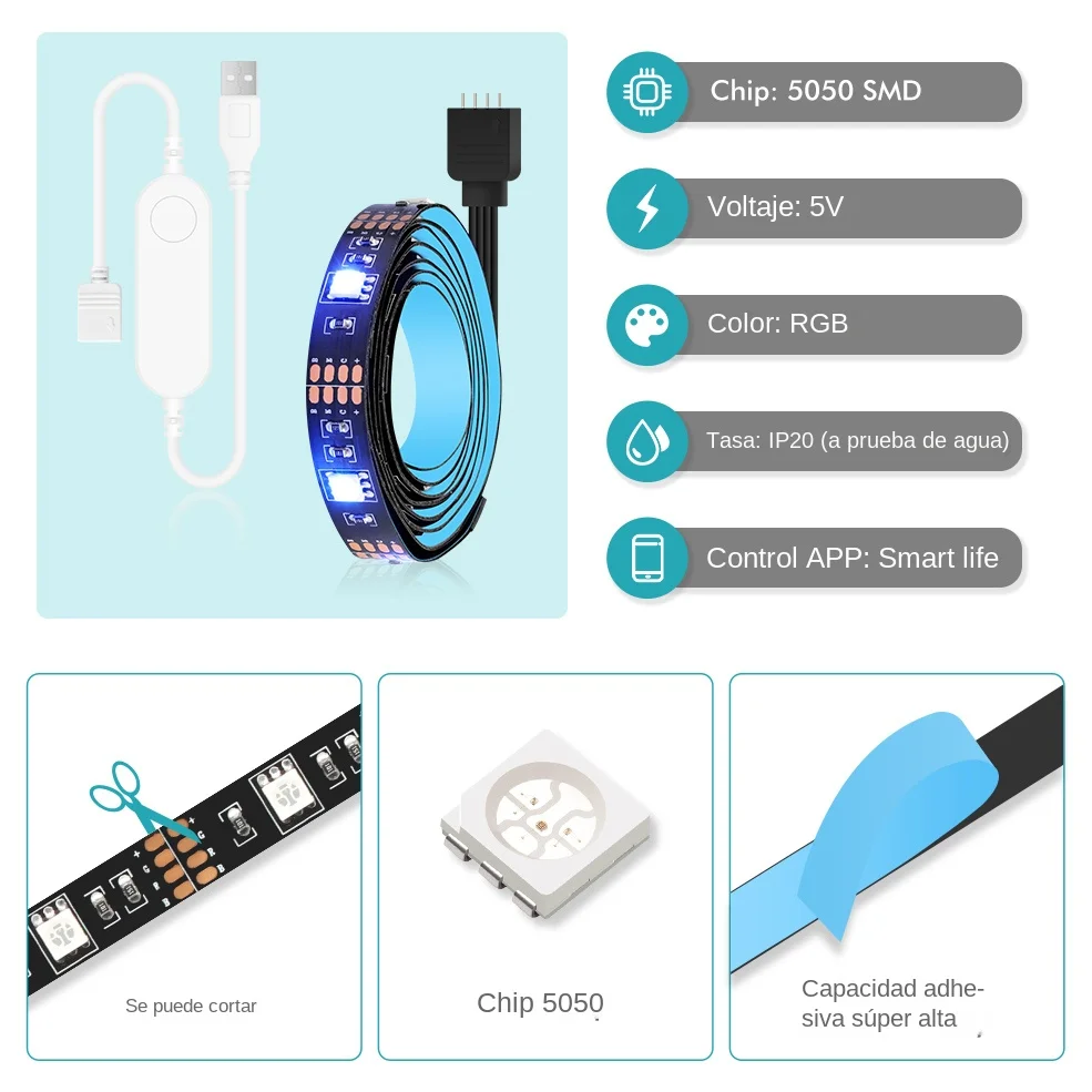 Luces Led inteligentes Zigbee USB Tuya Wifi RGB tira de led DC5V 5050 iluminación trasera de TV Led inteligente Wok con Alexa Google Home
