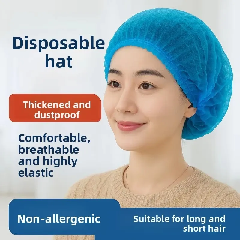 10 Gorros Desechables para el Cabello, Antipolvo, Tipo Bouffant, para Cocina, Belleza, Ducha, Baño, Transpirables y a Prueba de Polvo
