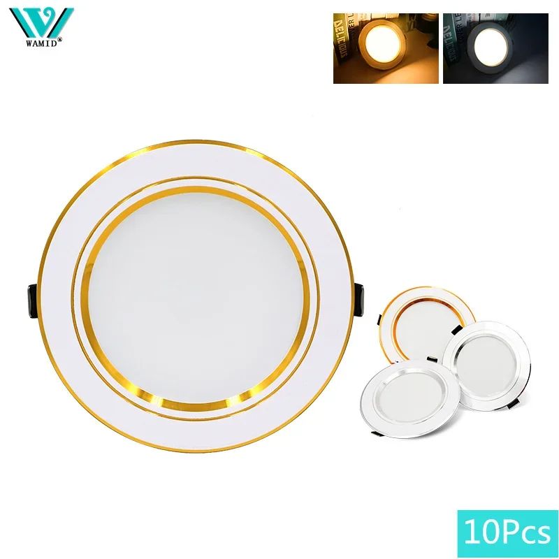 10 unids/lote LED Downlight oro/plata/cuerpo blanco 5W 9W 12W 15W 18W luz de techo Led redonda 12V 24V 110V 220V iluminación LED interior